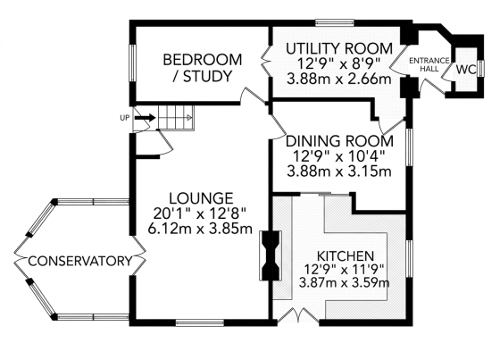 Plan of the ground floor of the house